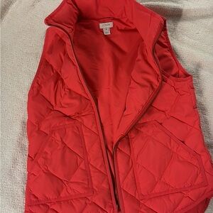 J. Crew Women's Vibrant Red Quilted Vest